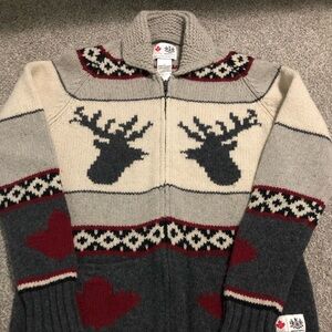 Hudson's Bay Company 2010 Vancouver Olympics Elk Knit Canada Cardigan Sweater L